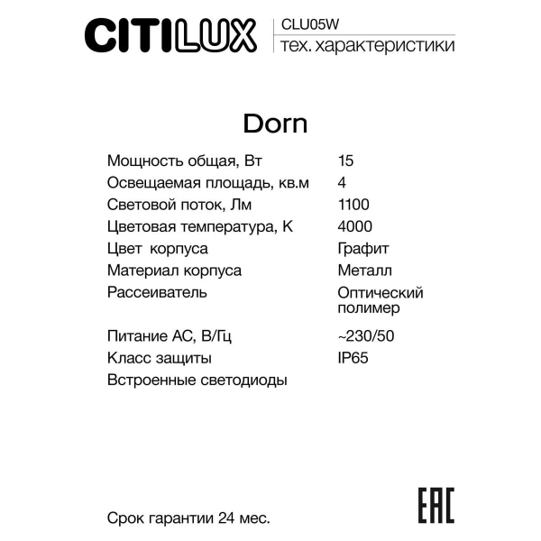 Уличный настенный светильник Citilux CLU05W