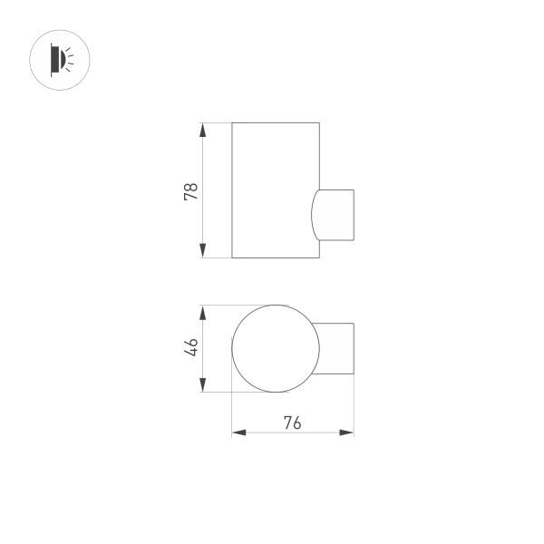 Уличный настенный светодиодный светильник Arlight LGD-Ray-Wall-R46-3W Warm3000 033310 Уличный настенный светодиодный светильник Arlight LGD-Ray-Wall-R46-3W Warm3000 033310