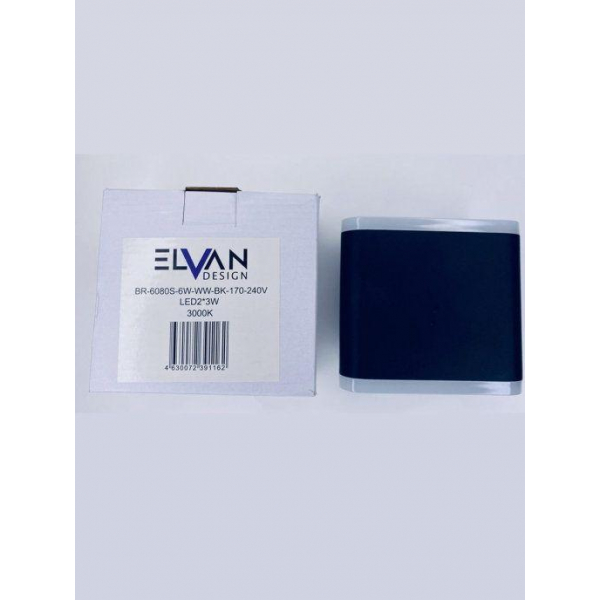 Уличный настенный светодиодный светильник Elvan GW-6080S-6W-WW-BK Уличный настенный светодиодный светильник Elvan GW-6080S-6W-WW-BK