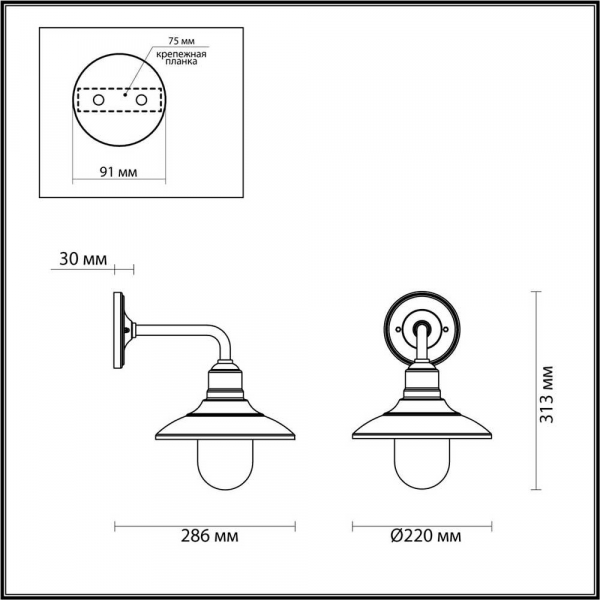 Уличный настенный светильник Odeon Light Nature Campa 4965/1W Уличный настенный светильник Odeon Light Nature Campa 4965/1W