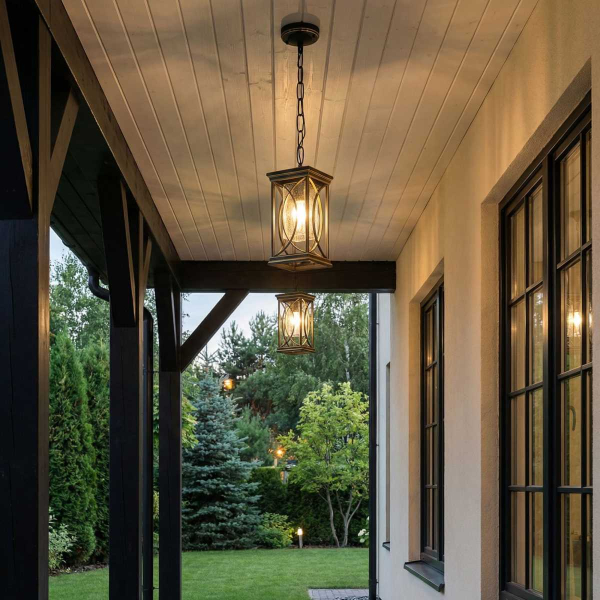 Уличный подвесной светильник Elektrostandard Spica H черное золото GL 1026H a048173