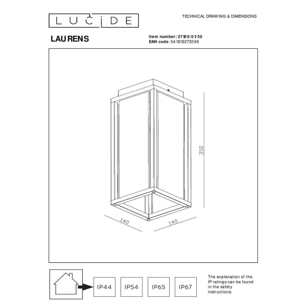 Уличный светильник Lucide Laurens 27105/01/30 Уличный светильник Lucide Laurens 27105/01/30