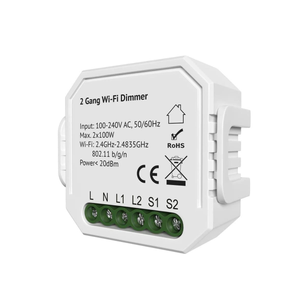 Wi-Fi реле-диммер двухканальное Denkirs 2x100Вт RL1004-DM/1 Wi-Fi реле-диммер двухканальное Denkirs 2x100Вт RL1004-DM/1
