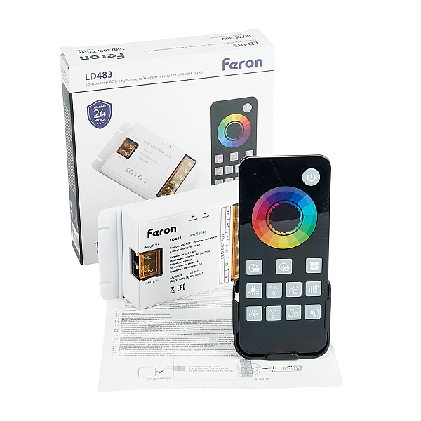Контроллер RGB с пультом, таймером и визуализатором звука, 12-24-48V Feron LD483 52098