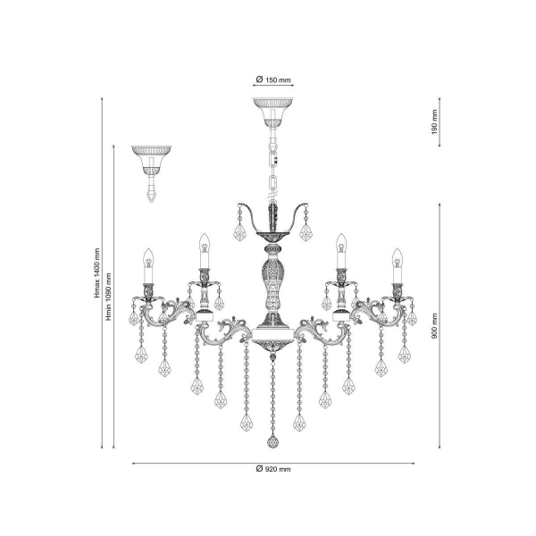 Подвесная люстра Lucia Tucci Barletta 122.12.6 Cream White Подвесная люстра Lucia Tucci Barletta 122.12.6 Cream White