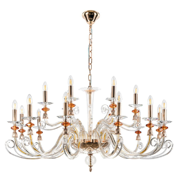 Подвесная люстра Crystal Lux Catarina SP12+6 V2 Gold/Transparent-Cognac Подвесная люстра Crystal Lux Catarina SP12+6 V2 Gold/Transparent-Cognac
