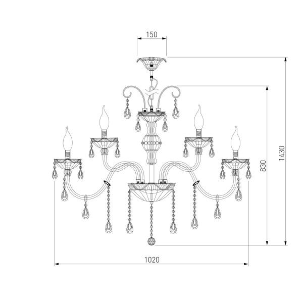 Подвесная люстра Bogates 125/10+5 Strotskis Подвесная люстра Bogates 125/10+5 Strotskis