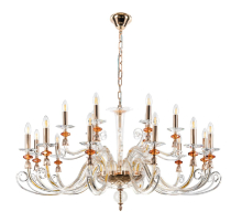 Подвесная люстра Crystal Lux Catarina SP12+6 V2 Gold/Transparent-Cognac