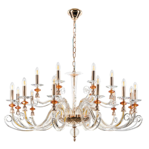 Подвесная люстра Crystal Lux Catarina SP12+6 V2 Gold/Transparent-Cognac