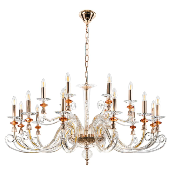 Подвесная люстра Crystal Lux Catarina SP12+6 V2 Gold/Transparent-Cognac