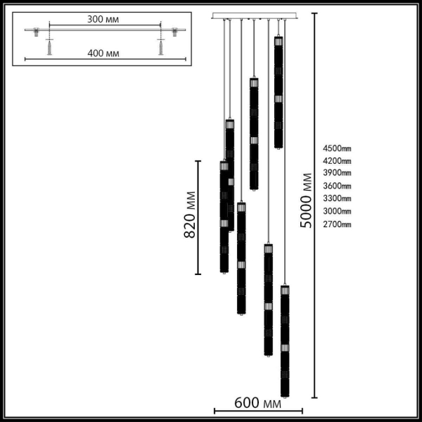 Каскадная люстра Odeon Light Collier L-Vision 5456/210L