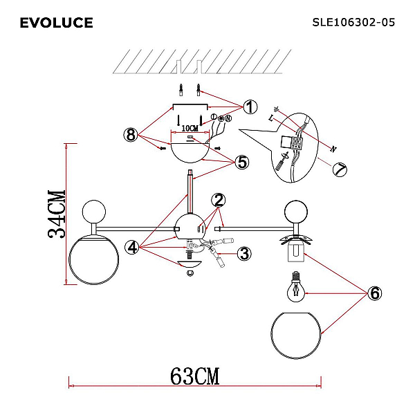 Подвесная люстра Evoluce Pechio SLE106302-05