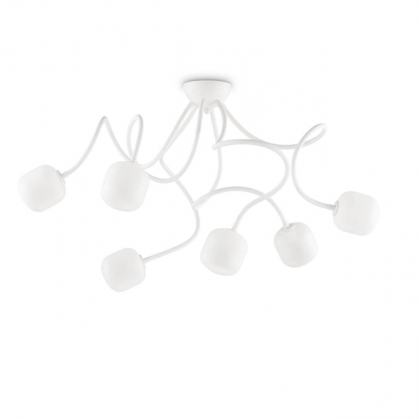 Потолочная люстра Ideal Lux Octopus PL6 Bianco 174921 Потолочная люстра Ideal Lux Octopus PL6 Bianco 174921