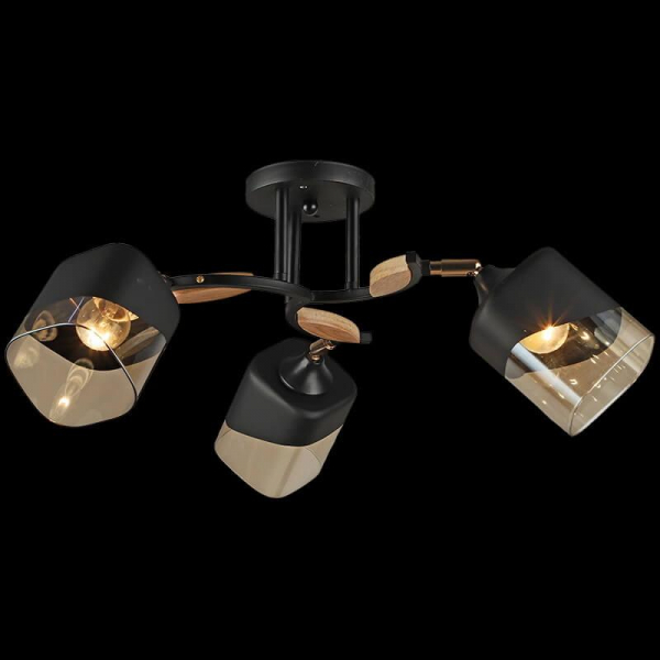 Потолочная люстра Reluce 04868-0.3-03 BK+WOOD Потолочная люстра Reluce 04868-0.3-03 BK+WOOD