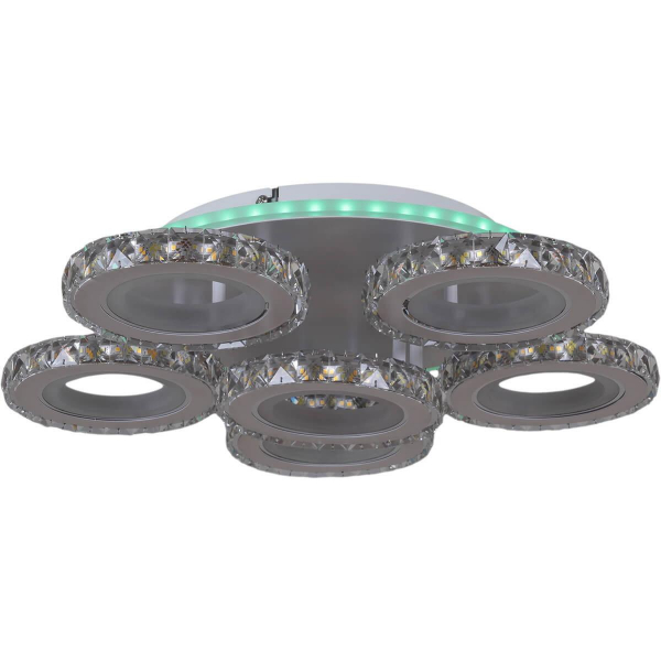 Потолочная светодиодная люстра Reluce 03900-0.3-5+1A WH+CR (RGB) Потолочная светодиодная люстра Reluce 03900-0.3-5+1A WH+CR (RGB)
