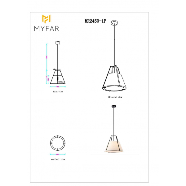 Потолочная люстра MyFar Finn MR2450-1P