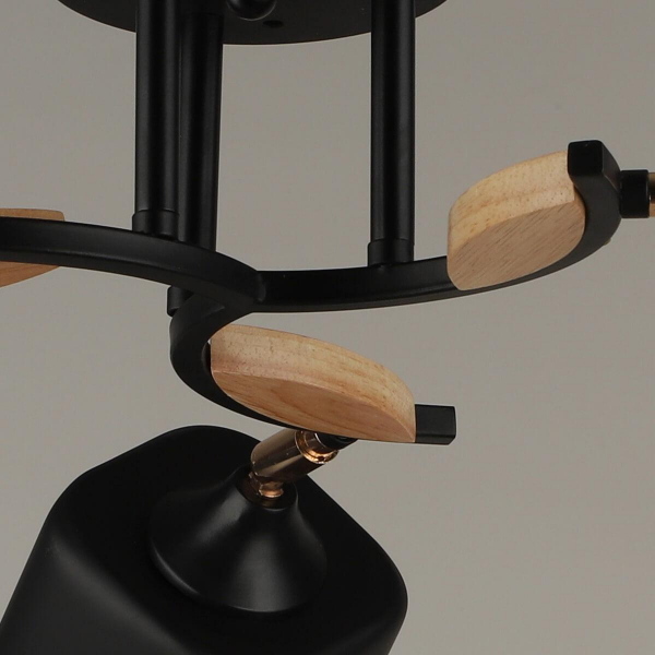 Потолочная люстра Reluce 04868-0.3-03 BK+WOOD Потолочная люстра Reluce 04868-0.3-03 BK+WOOD