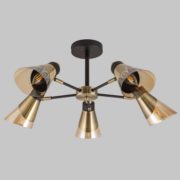 Потолочная люстра IMEX MD.51902-5-S-BK+AB Потолочная люстра IMEX MD.51902-5-S-BK+AB