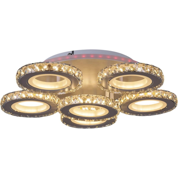 Потолочная светодиодная люстра Reluce 03900-0.3-5+1A WH+CR (RGB) Потолочная светодиодная люстра Reluce 03900-0.3-5+1A WH+CR (RGB)