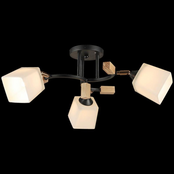 Потолочная люстра Reluce 04866-0.3-03 BK+WOOD Потолочная люстра Reluce 04866-0.3-03 BK+WOOD