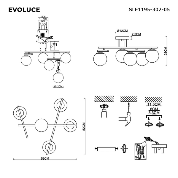 Потолочная люстра Evoluce Sierra SLE1195-302-05 Потолочная люстра Evoluce Sierra SLE1195-302-05