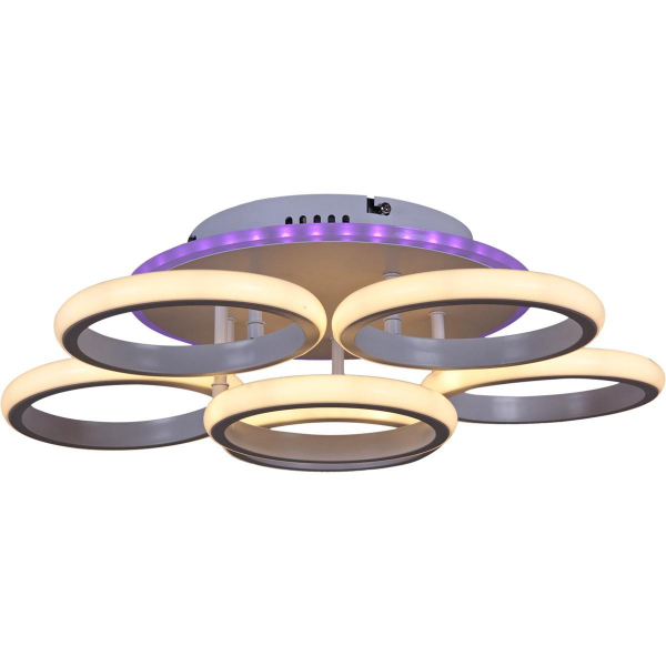 Потолочная светодиодная люстра Reluce 05855-0.3-5+1 WH (RGB) Потолочная светодиодная люстра Reluce 05855-0.3-5+1 WH (RGB)