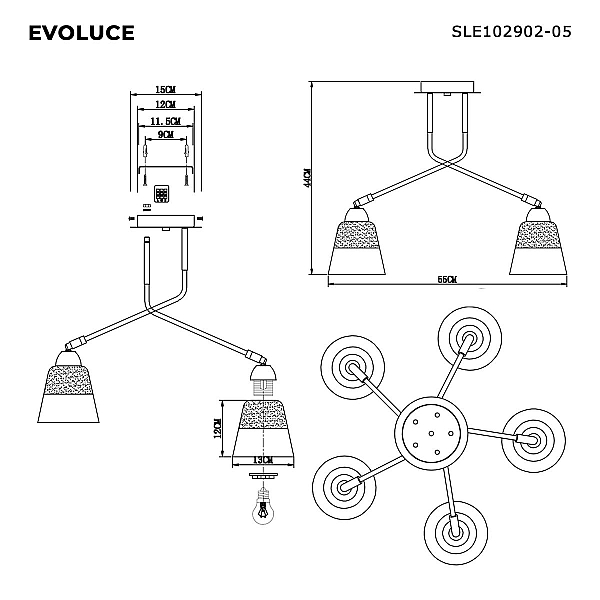 Потолочная люстра Evoluce Lirino SLE102902-05