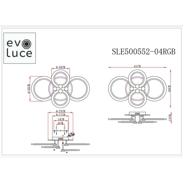 Потолочная светодиодная люстра Evoluce Cerina SLE500552-04RGB Потолочная светодиодная люстра Evoluce Cerina SLE500552-04RGB