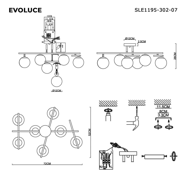 Потолочная люстра Evoluce Sierra SLE1195-302-07 Потолочная люстра Evoluce Sierra SLE1195-302-07