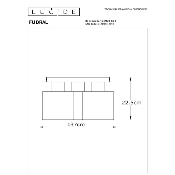 Потолочная люстра Lucide Fudral 74115/03/30 Потолочная люстра Lucide Fudral 74115/03/30