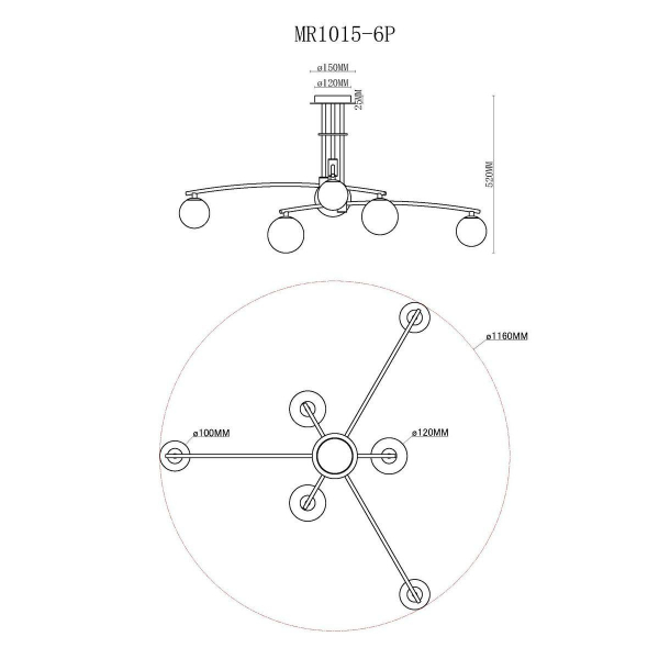 Потолочная люстра MyFar Stacy MR1015-6P Потолочная люстра MyFar Stacy MR1015-6P