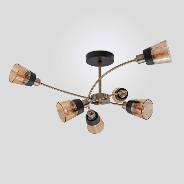 Потолочная люстра IMEX MD.4045-6-S AB+BK Потолочная люстра IMEX MD.4045-6-S AB+BK