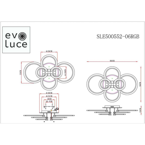Потолочная светодиодная люстра Evoluce Cerina SLE500552-06RGB Потолочная светодиодная люстра Evoluce Cerina SLE500552-06RGB