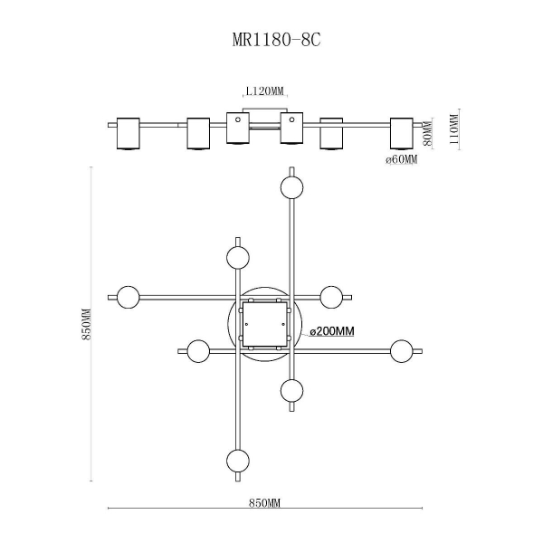 Потолочная люстра MyFar Gella MR1180-8C Потолочная люстра MyFar Gella MR1180-8C