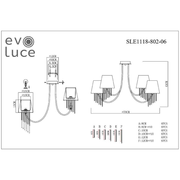 Потолочная люстра Evoluce Alluria SLE1118-802-06 Потолочная люстра Evoluce Alluria SLE1118-802-06