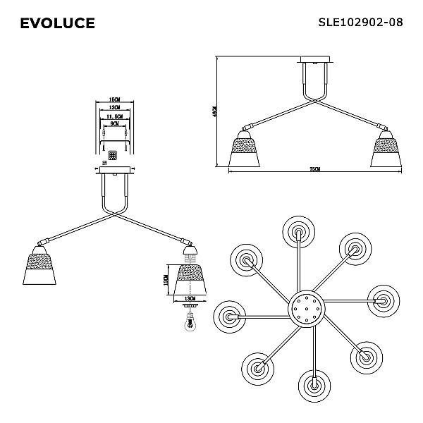 Потолочная люстра Evoluce Lirino SLE102902-08
