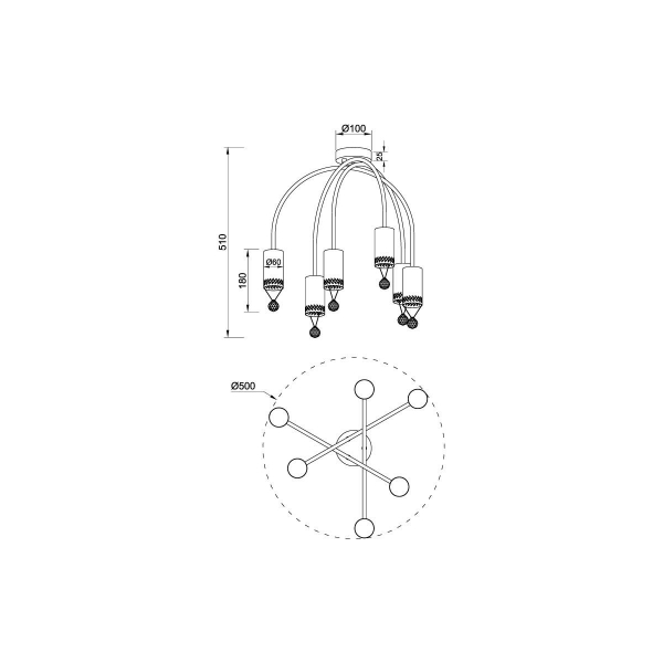 Потолочная люстра Vele Luce Pioggia VL4283L06 Потолочная люстра Vele Luce Pioggia VL4283L06
