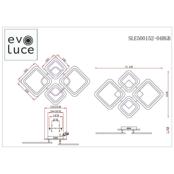 Потолочная светодиодная люстра Evoluce Samuro SLE500152-04RGB Потолочная светодиодная люстра Evoluce Samuro SLE500152-04RGB
