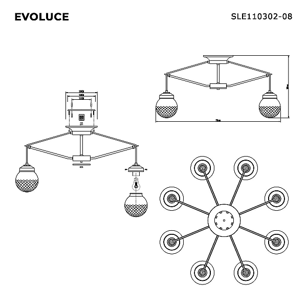 Потолочная люстра Evoluce Stricce SLE110302-08