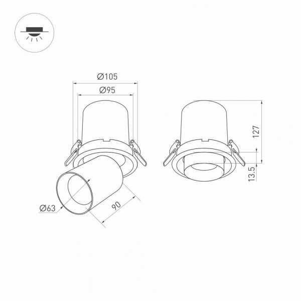Встраиваемый светодиодный спот Arlight LTD-Pull-R100-10W Day4000 031364 Встраиваемый светодиодный спот Arlight LTD-Pull-R100-10W Day4000 031364