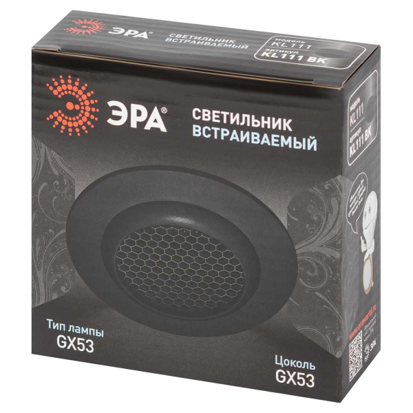 Светильник встраиваемый ЭРА KL111 BK под лампу GX53 черный матовый Б0061535