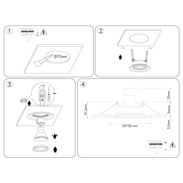 Светильник встраиваемый поворотный AMBRELLA LIGHT TECHNO SPOT TN1143