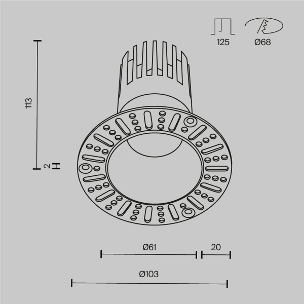 Встраиваемый светильник Maytoni Technical Dip DL122-15W-2.7K-TRS-W
