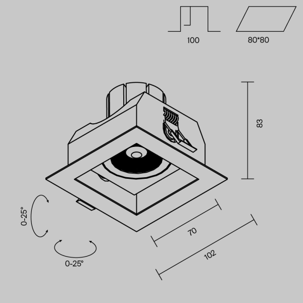 Встраиваемый светильник Maytoni Technical Downlight Metal Modern DL008-12W2.7-3-4K-W