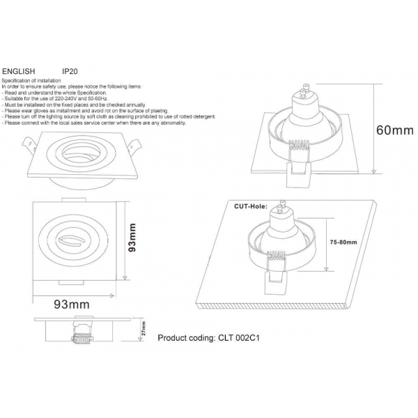 Встраиваемый светильник Crystal Lux CLT 002C1 WH Встраиваемый светильник Crystal Lux CLT 002C1 WH