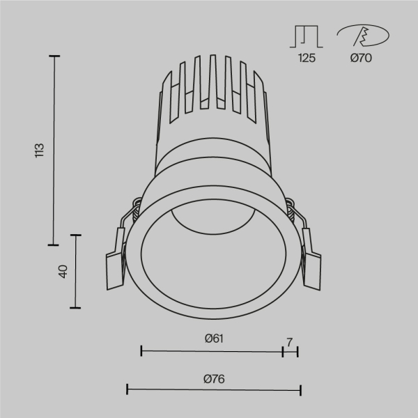 Встраиваемый светильник Maytoni Technical DL118-15W-3K-B