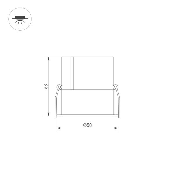 Встраиваемый светодиодный светильник Arlight S-Atlas-Built-R58-10W Warm3000 035454 Встраиваемый светодиодный светильник Arlight S-Atlas-Built-R58-10W Warm3000 035454