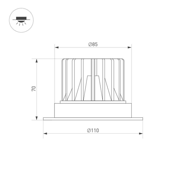 Встраиваемый светодиодный светильник Arlight MS-Atlas-Trimless-R70-12W Warm3000 036105 Встраиваемый светодиодный светильник Arlight MS-Atlas-Trimless-R70-12W Warm3000 036105