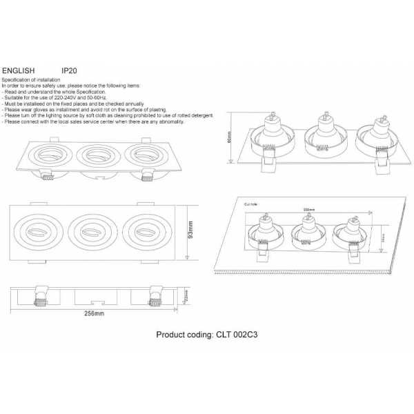 Встраиваемый светильник Crystal Lux CLT 002C3 WH Встраиваемый светильник Crystal Lux CLT 002C3 WH