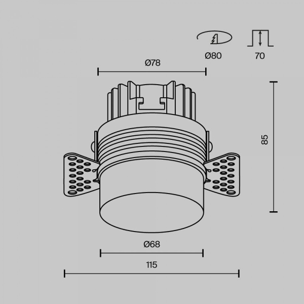 Встраиваемый светодиодный светильник Maytoni Technical Nude DL065-12W3K-TRS-W Встраиваемый светодиодный светильник Maytoni Technical Nude DL065-12W3K-TRS-W